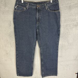 Carhartt Flannel Lined Jeans Womens 14 Blue Relaxed Fit Straight Leg Medium Wash